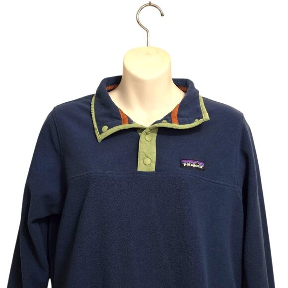 Patagonia Navy Micro D Snap-T Pullover Sweater Sz M - Picture 2 of 9